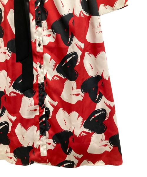 Loulou Willoughby（ルルウィルビー）Loulou Willoughby (ルルウィルビー) ハートプリントワンピース レッド サイズ:Mの古着・服飾アイテム