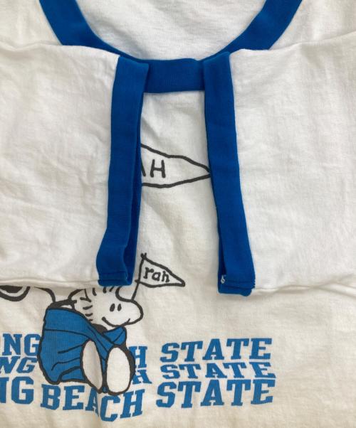 JACKSON MATISSE（ジャクソンマティス）JACKSON MATISSE (ジャクソンマティス) PEANUTS (ピーナッツ) オーバーサイズリンガーT ホワイト×ブルー サイズ:Lの古着・服飾アイテム