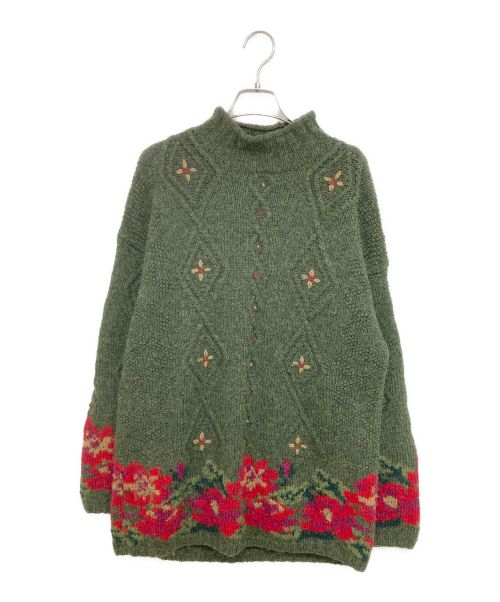 L.L.Bean（エルエルビーン）L.L.Bean (エルエルビーン) フラワー装飾ハイネックニット グリーン サイズ:Sの古着・服飾アイテム