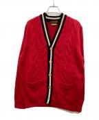 TOMORROW LAND tricotトゥモローランド トリコ）の古着「ウールケーブルVネックチルデンカーディガン」｜レッド