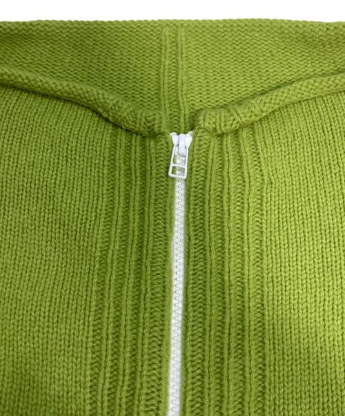 SYU.HOMME/FEMM（シュウオムフェム）SYU.HOMME/FEMM (シュウオムフェム) ダメージジップニット 黄緑 サイズ:Sの古着・服飾アイテム