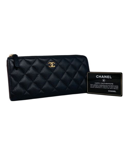 CHANEL（シャネル）CHANEL (シャネル) ラウンドファスナー長財布 ブラックの古着・服飾アイテム