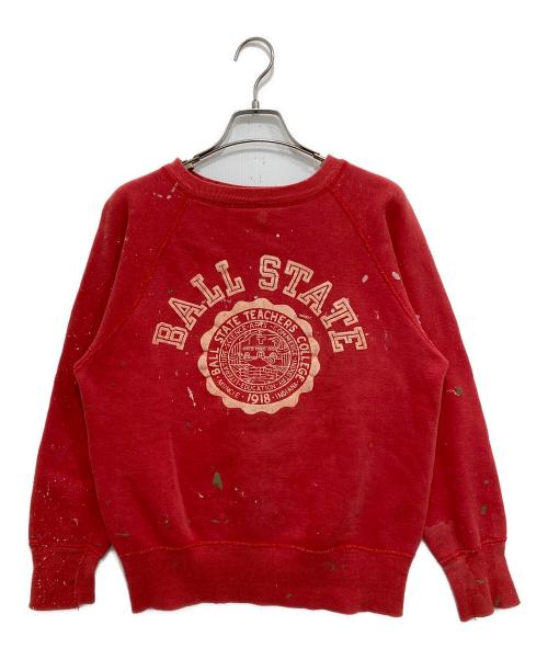 Champion（チャンピオン）Champion (チャンピオン) 60sフロッキープリントヴィンテージスウェット レッド サイズ:Mの古着・服飾アイテム