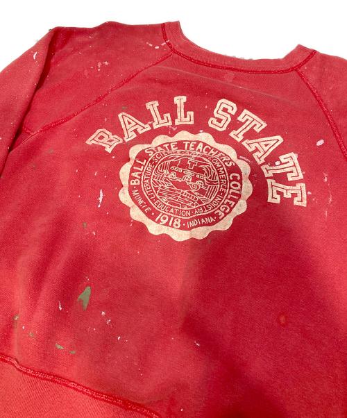 Champion（チャンピオン）Champion (チャンピオン) 60sフロッキープリントヴィンテージスウェット レッド サイズ:Mの古着・服飾アイテム