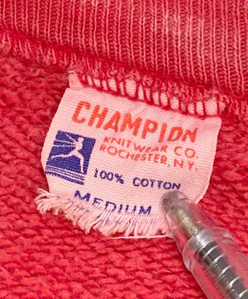 Champion（チャンピオン）Champion (チャンピオン) 60sフロッキープリントヴィンテージスウェット レッド サイズ:Mの古着・服飾アイテム