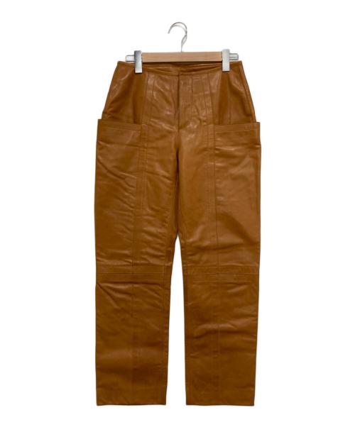 DIRK BIKKEMBERGS（ダークビッケンバーグ）DIRK BIKKEMBERGS (ダークビッケンバーグ) ステッチデザインレザーパンツ ブラウン サイズ:S(44)の古着・服飾アイテム