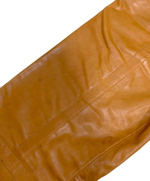 DIRK BIKKEMBERGS（ダークビッケンバーグ）DIRK BIKKEMBERGS (ダークビッケンバーグ) ステッチデザインレザーパンツ ブラウン サイズ:S(44)の古着・服飾アイテム