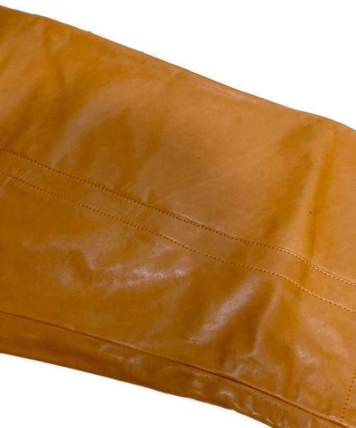 DIRK BIKKEMBERGS（ダークビッケンバーグ）DIRK BIKKEMBERGS (ダークビッケンバーグ) ステッチデザインレザーパンツ ブラウン サイズ:S(44)の古着・服飾アイテム