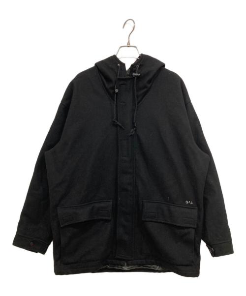 stussy（ステューシー）stussy (ステューシー) ウールナイロンフーデッドコート ブラック サイズ:Mの古着・服飾アイテム