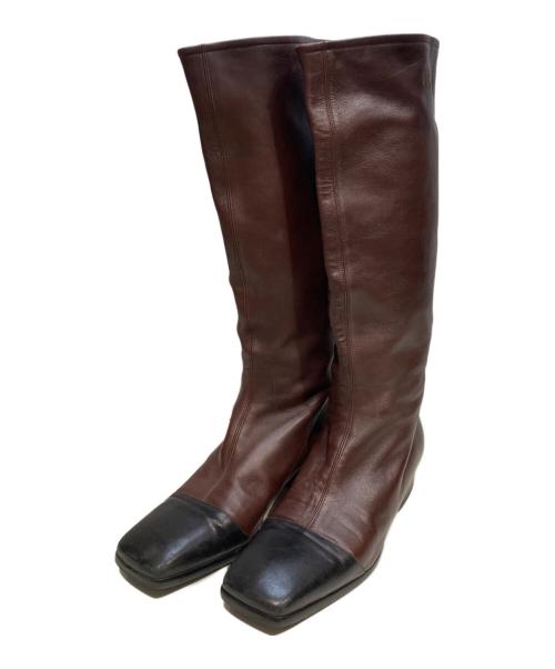 CHANEL（シャネル）CHANEL (シャネル) スクエアトゥロングブーツ ブラウン サイズ:23.5cm(37)の古着・服飾アイテム