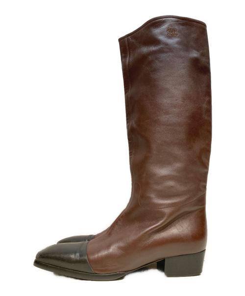 CHANEL（シャネル）CHANEL (シャネル) スクエアトゥロングブーツ ブラウン サイズ:23.5cm(37)の古着・服飾アイテム