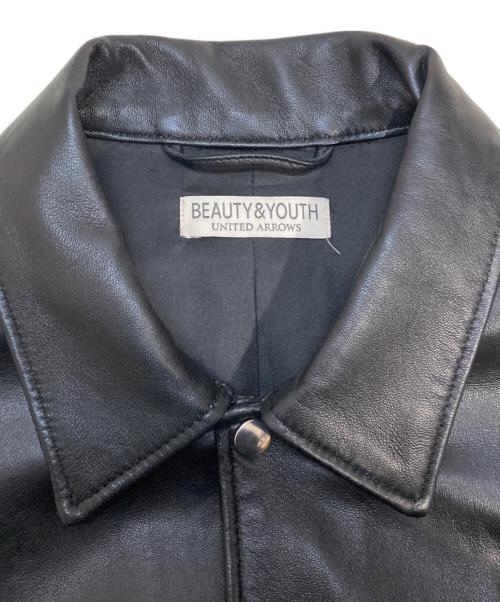BEAUTY&YOUTH（ビューティーアンドユース）BEAUTY&YOUTH (ビューティーアンドユース) シープスキンレザーコーチジャケット ブラック サイズ:XLの古着・服飾アイテム