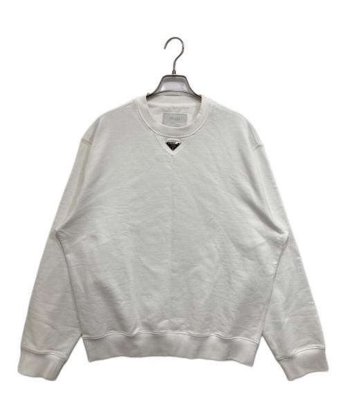 PRADA（プラダ）PRADA (プラダ) トライアングルロゴオーバーサイズスウェット ホワイト サイズ:Sの古着・服飾アイテム