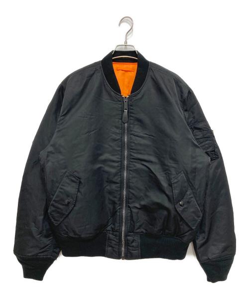 ALPHA（アルファ）ALPHA (アルファ) MA-1ナイロンジャケット ブラック サイズ:Lの古着・服飾アイテム