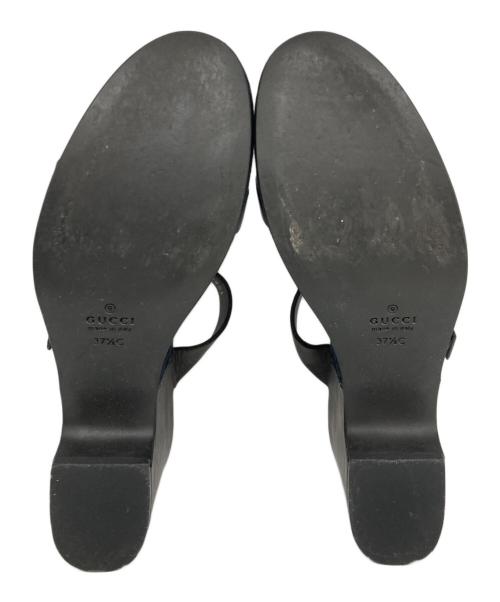 GUCCI（グッチ）GUCCI (グッチ) GGキャンバスウェッジソールサンダル ブラック サイズ:24cm(37 1/2)の古着・服飾アイテム