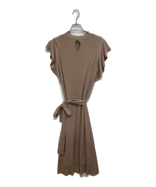 HER LIP TO（ハーリップトゥ）Her lip to (ハーリップトゥ) Ruffle Sleeve Belted Knit Dress ベージュ サイズ:Mの古着・服飾アイテム