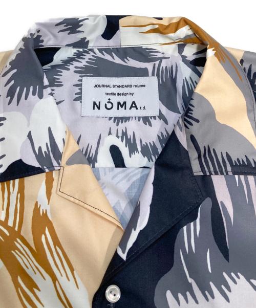 NOMA t.d.（ノーマティーディー）NOMA t.d. (ノーマティーディー) JOURNAL STANDARD relume (ジャーナルスタンダード レリューム) オープンカラーシャツ ブラック×ベージュ サイズ:Mの古着・服飾アイテム