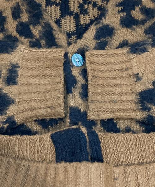 TOWN CRAFT（タウンクラフト）TOWN CRAFT (タウンクラフト) レオパードモヘヤタッチリタックスカーディガン ブラウン サイズ:Mの古着・服飾アイテム