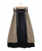 PUBLIC TOKYOパブリックトウキョウ）の古着「ヘリンボンツイードレイヤースカート」｜ベージュ