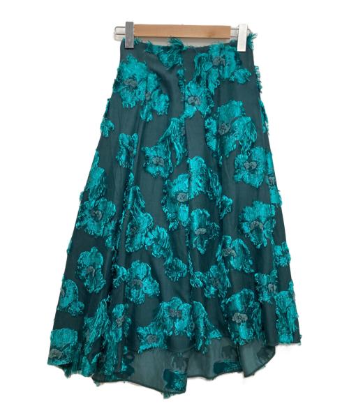 Diagram（ダイアグラム）Diagram (ダイアグラム) フリンジ フラワージャガード フレアスカート グリーン サイズ:36の古着・服飾アイテム
