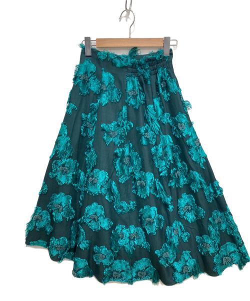 Diagram（ダイアグラム）Diagram (ダイアグラム) フリンジ フラワージャガード フレアスカート グリーン サイズ:36の古着・服飾アイテム