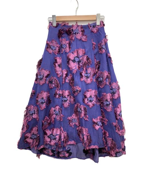 Diagram（ダイアグラム）Diagram (ダイアグラム) フリンジ フラワージャガード フレアスカート パープル サイズ:36の古着・服飾アイテム