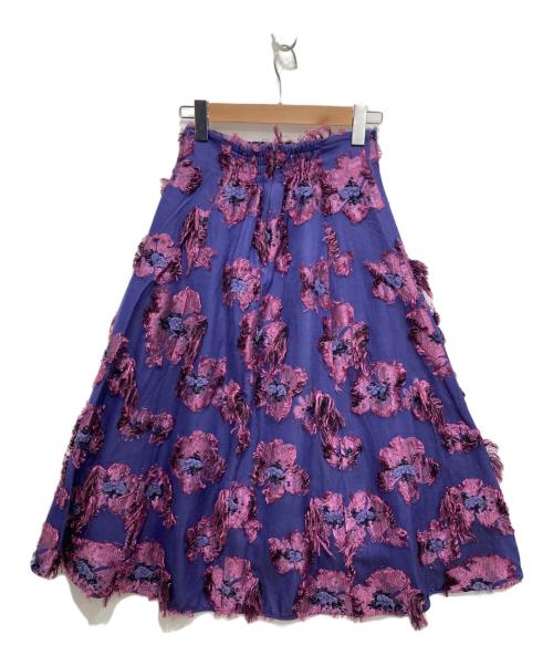 Diagram（ダイアグラム）Diagram (ダイアグラム) フリンジ フラワージャガード フレアスカート パープル サイズ:36の古着・服飾アイテム