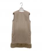 CELFORDセルフォード）の古着「裾ファー切替Aラインワンピース」｜ベージュ