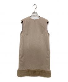 CELFORD（セルフォード）の古着「裾ファー切替Aラインワンピース」｜ベージュ