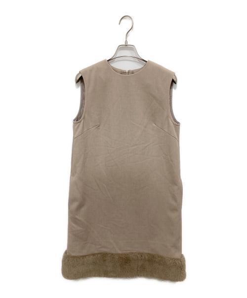 CELFORD（セルフォード）CELFORD (セルフォード) 裾ファー切替Aラインワンピース ベージュ サイズ:Mの古着・服飾アイテム