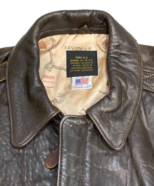 AVIREX（アヴィレックス）AVIREX (アヴィレックス) A-2レザーフライトジャケット ブラウン サイズ:Sの古着・服飾アイテム
