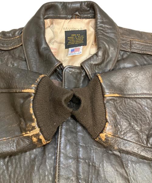 AVIREX（アヴィレックス）AVIREX (アヴィレックス) A-2レザーフライトジャケット ブラウン サイズ:Sの古着・服飾アイテム