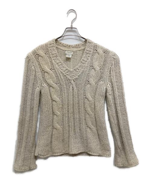 DRIES VAN NOTEN（ドリスヴァンノッテン）DRIES VAN NOTEN (ドリスヴァンノッテン) 深Vケーブルニット ベージュ サイズ:Mの古着・服飾アイテム