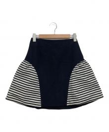 BORDERS at BALCONY（ボーダーズアットバルコニー）の古着「BORDER WOOL SKIRT」｜ブラック
