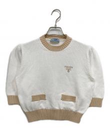 PRADA（プラダ）の古着「ナチュラルコットンクルーネックセーター」｜ホワイト×ベージュ