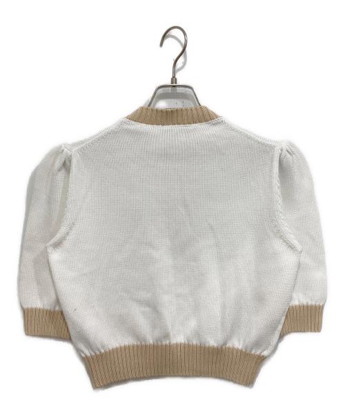 PRADA（プラダ）PRADA (プラダ) ナチュラルコットンクルーネックセーター ホワイト×ベージュ サイズ:L (UK 40)の古着・服飾アイテム