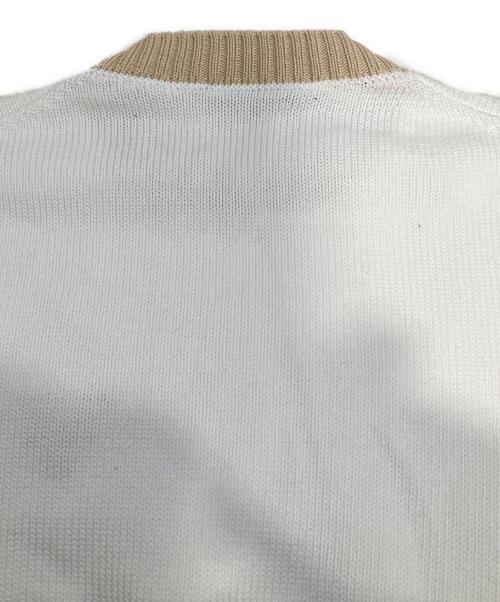PRADA（プラダ）PRADA (プラダ) ナチュラルコットンクルーネックセーター ホワイト×ベージュ サイズ:L (UK 40)の古着・服飾アイテム