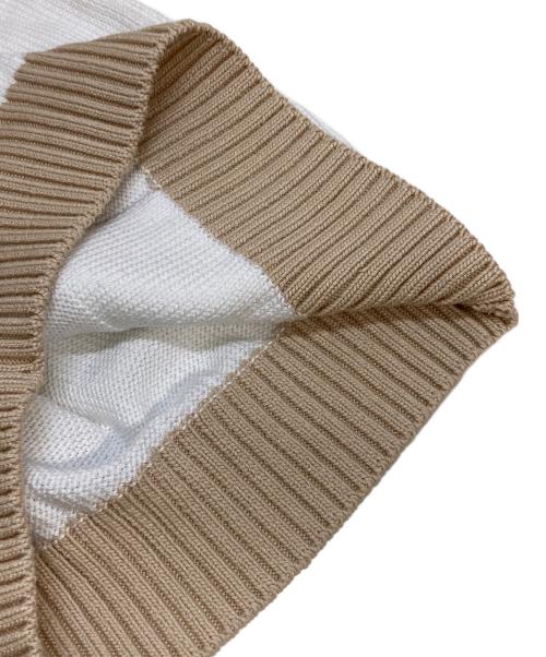 PRADA（プラダ）PRADA (プラダ) ナチュラルコットンクルーネックセーター ホワイト×ベージュ サイズ:L (UK 40)の古着・服飾アイテム