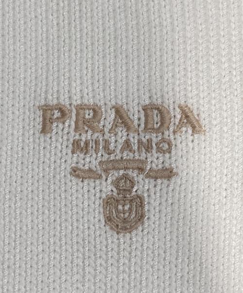 PRADA（プラダ）PRADA (プラダ) ナチュラルコットンクルーネックセーター ホワイト×ベージュ サイズ:L (UK 40)の古着・服飾アイテム