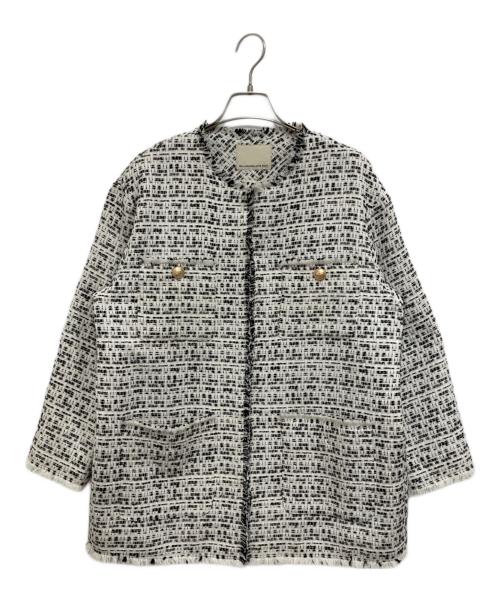 GALLARDA GALANTE NAVY（ガリャルダガランテネイビー）GALLARDA GALANTE NAVY (ガリャルダガランテネイビー) ツイードクルーネックジャケット ホワイト サイズ:Freeの古着・服飾アイテム