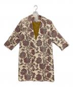 BEARDSLEYビアズリー）の古着「ジャガードノーカラーコート」｜ベージュ