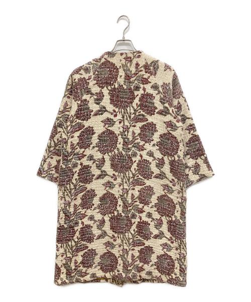 BEARDSLEY（ビアズリー）BEARDSLEY (ビアズリー) ジャガードノーカラーコート ベージュ サイズ:Freeの古着・服飾アイテム