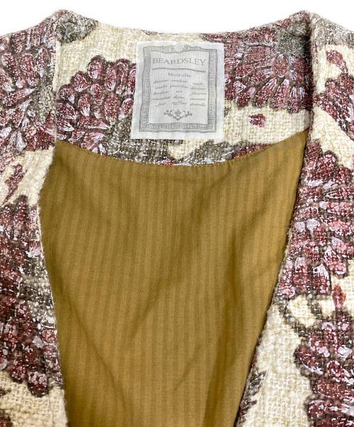 BEARDSLEY（ビアズリー）BEARDSLEY (ビアズリー) ジャガードノーカラーコート ベージュ サイズ:Freeの古着・服飾アイテム