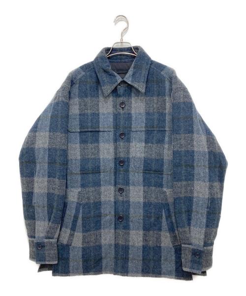 HUM VENT（ヒューベント）HUM VENT (ヒューベント) ウールチェックジャケット ブルー サイズ:3(L)の古着・服飾アイテム