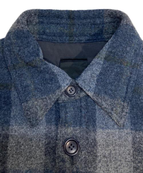HUM VENT（ヒューベント）HUM VENT (ヒューベント) ウールチェックジャケット ブルー サイズ:3(L)の古着・服飾アイテム