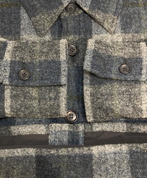 HUM VENT（ヒューベント）HUM VENT (ヒューベント) ウールチェックジャケット ブルー サイズ:3(L)の古着・服飾アイテム