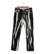 JOHN LAWRENCE SULLIVANジョン ローレンス サリバン）の古着「WRINKLE PRINT DENIM PANTS」｜ブラック×ホワイト