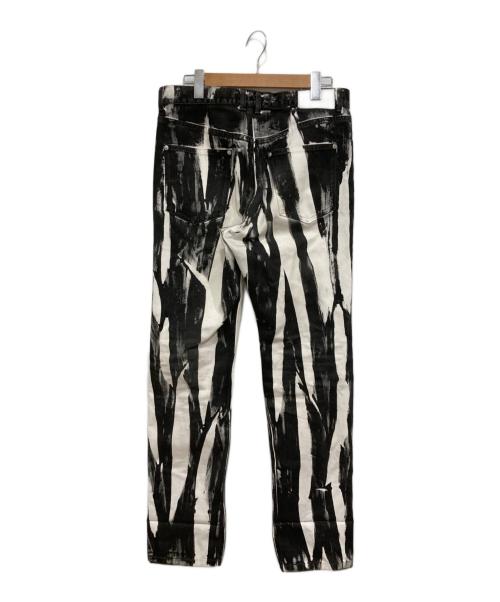 JOHN LAWRENCE SULLIVAN（ジョン ローレンス サリバン）JOHN LAWRENCE SULLIVAN (ジョン ローレンス サリバン) WRINKLE PRINT DENIM PANTS ブラック×ホワイト サイズ:48（L程度）の古着・服飾アイテム