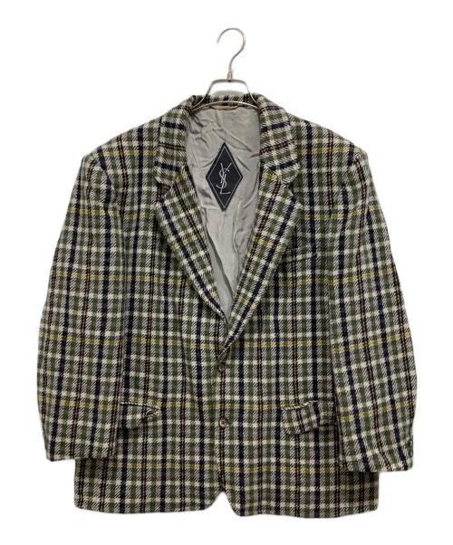 Yves Saint Laurent（イヴサンローラン）Yves Saint Laurent (イヴサンローラン) ウールテーラードジャケット グリーン サイズ:54(XL)の古着・服飾アイテム