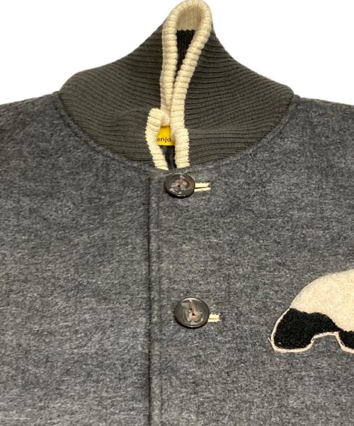 enjoi skateboard（エンジョイスケートボード）enjoi skateboard (エンジョイスケートボード) パンダワッペン袖レザースタジャン グレー サイズ:XLの古着・服飾アイテム